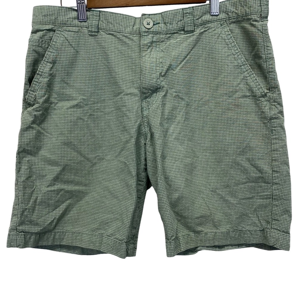 Columbia Sportswear Men's Gingham Shorts Size 36W‎ Green Sun Protection